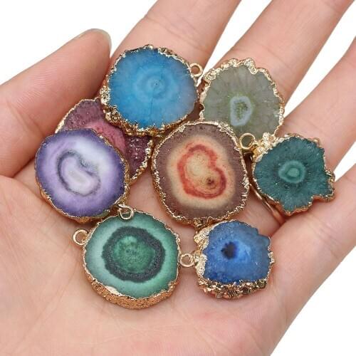 Fashion Natural Onyx Charms Pendants Irregular Slice Agates Crystal Quartz Pendant DIY Jewelry Making Charm Necklace