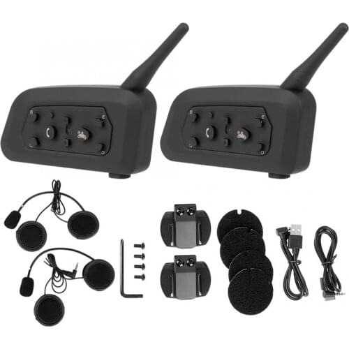 2pcs V6-1200 Motorcycle Helmet Wireless Bluetooth Intercom Hands Free Headphone for 6 People accesorios moto motocross