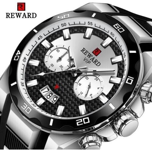 REWARD 2020 Irregular Quartz Watches Calendar Dial Silicone Band Fashion Male Watch 2020 Sport Hommes Montres