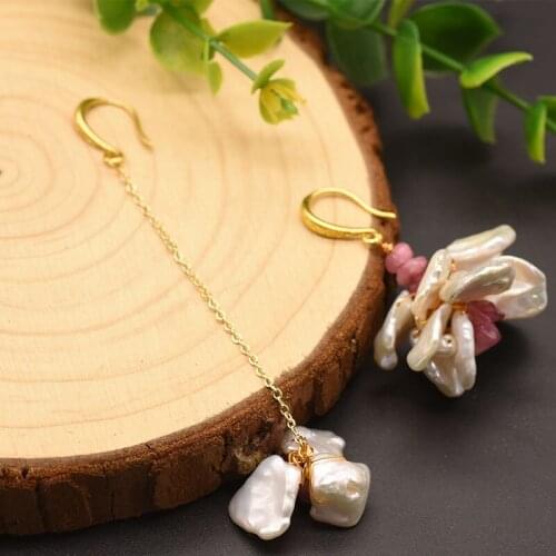 New Natural Freshwater Baroque Pearl Earrings Drop Earring For Women Wedding Handmade Asymmetry Fashion Fine Jewelry Accessories