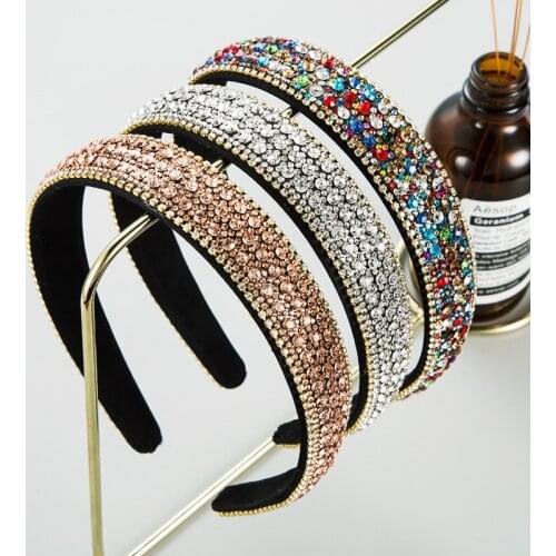Ladys Hair Hoop Women Colored Full Drill Nonslip Headband Luxury Shiny Padded Diamond Headband Pleuche Fashion Hair Accessories