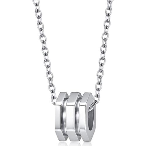 Stainless Steel Women Fashion Minimalism Pendant Necklace Girls Ins Fashion Jewelry Cylinder Gift For Him