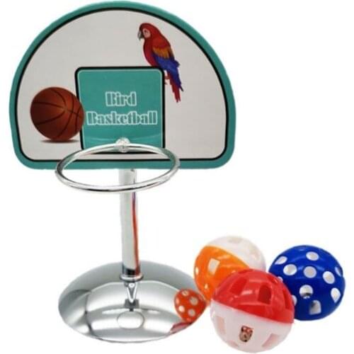 Pet Parrot Basketball Hoop Props Parakeet Bells Balls Puzzle Game Chew Play Toys
