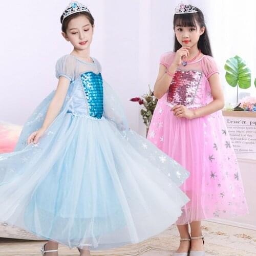 Girls Dress Summer Princess Short-Sleeved Lace Mesh Knee-Length Christmas Dress Girl Halloween Party Ball Gown Dresses