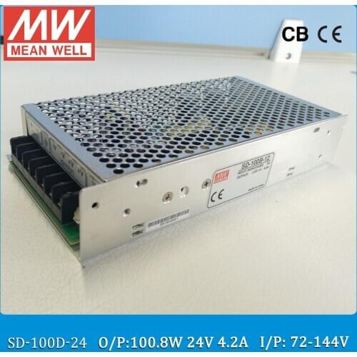 Original MEAN WELL Input 72~ 144VDC to output 24VDC converter SD-100D-24 Single Output 100W 4.2A 24V meanwell dc/dc converter