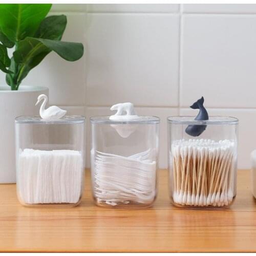Durable Animal Shape Cover Makeup Organizer Cotton Pad Storage Box Dustproof Jewelry Container Reliable for Living Room