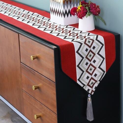 Simple Modern Table Runner Nordic Cotton and Linen Dining Table Cloth Runner with Geometric Pattern Table Runner Cloth Cover
