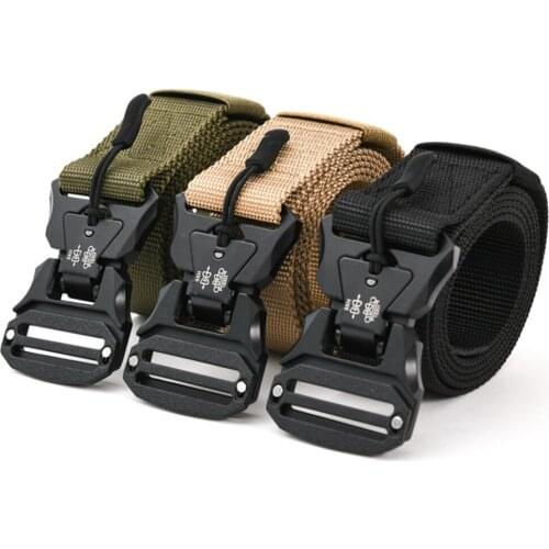 125CM Tactical Belt Training Quick Release Magnetic Buckle Nylon Waistband Army Equipment Outdoor Hunting Accessories