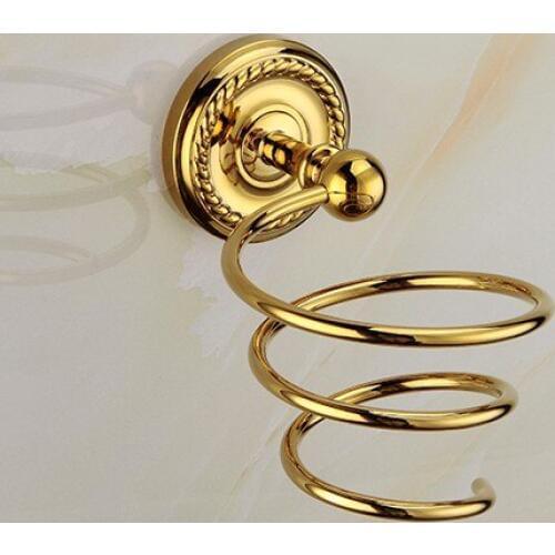 Luxury Gold Color Brass Hair Dryer Holder Wall Mounted Dryer Holder Bathroom Accessories Bath Hardware Bathroom Fitting mba608