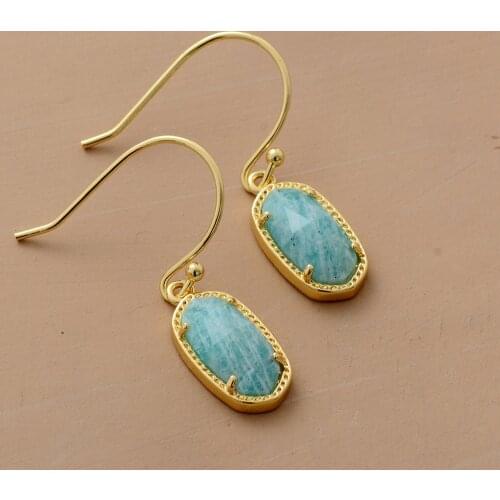 Earrings For Women Amazonite Gold Color Drop Earring Wedding Gifts High Quality Lady Elegant Jewelry