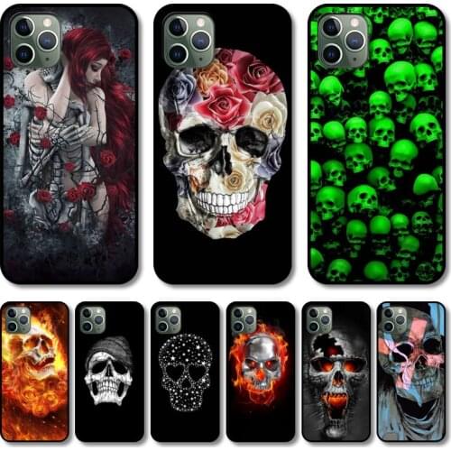 Skeleton skull Phone Case cover For iphone 12 pro max 11 8 7 6 s XR PLUS X XS SE 2020 mini black cell shell
