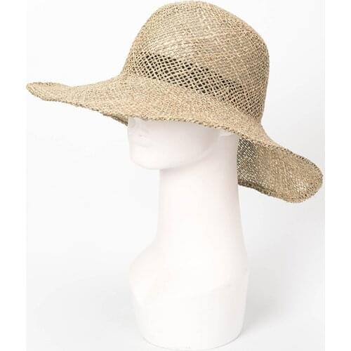 King Wheat Summer Beach Sunscreen Large Brim Women Straw Hat Dome Travel Fashion Sun Hats