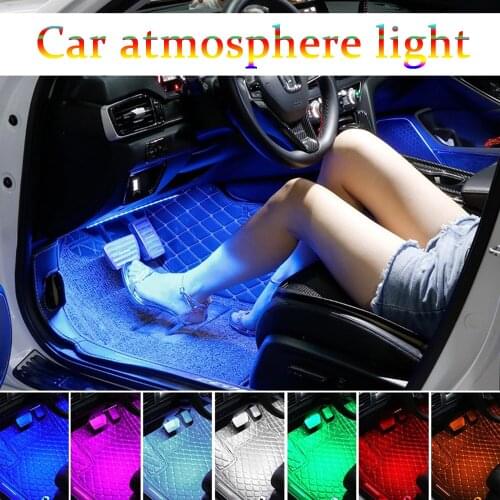 LED Car Foot Light Ambient Lamp With USB Wireless Remote Music Control Multiple Modes Automotive Interior Decorative Lights