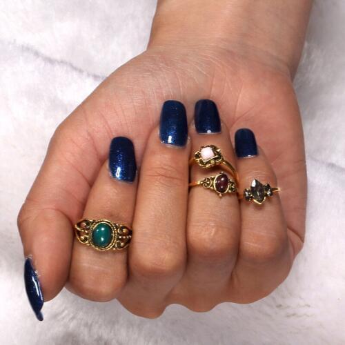 Vintage Big Stone Rings for Women Flower blue pink Stone Midi Ring Sets Classic Crystal Opal Knuckle Anillos Mujer Jewellery