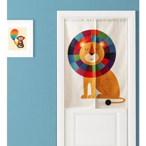 Cartoon Children Animal Cat Penguin Door Curtain Linen Tapestry Children Study Bedroom Home Decor Bedroom Kitchen Curtain