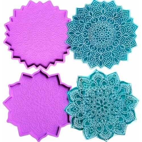 DIY Irregular Mirror Silicone Mold Mandala Flower Cup Pad Coaster Mould Handmade Molds For Resin Casting Jewelry Craft