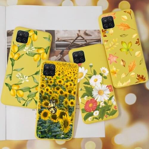 Flower Yellow TPU Case For Samsung Galaxy A12 M12 A32 4G 5G A52 A72 A11 M11 M21 M31 M31S M30S Case Silicone Back Cover A 32 2021