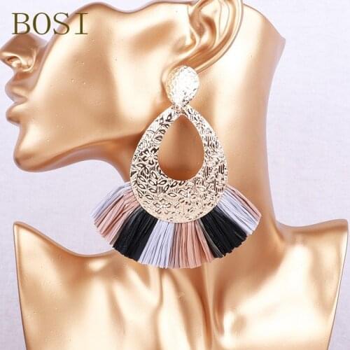 2019 Tassel Earring Women Bohemian Statement Luxury Long Earring jewelry Handmade Geometric Fringe Fashion Big Wedding gold New