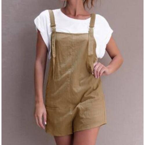 BBYES Fashion Solid Ladies Playsuit 2019 New Summer Overall Pockets Simple Overshorts Femme Rompers Women Casual Playsuits