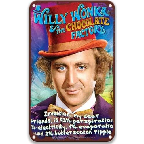Aquarius Willy Wonka Recipe 2 Modern Metal Tin Signs Movies Home Sign for Restaurant Decoration 8x12 Inches