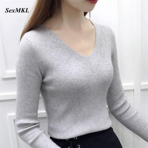 Winter V Neck Sweater Women 2020 Fashion Long Sleeve Knitted Pullover Autumn Tops Sexy Ladies Sweaters Jumper Pull Femme Hiver