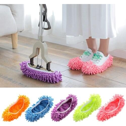 1pc House Bathroom Floor Lazy Shoes Cover Microfiber Duster Cloth Cleaning Mop Cleaner Slipper Dust Cleaner Slippers