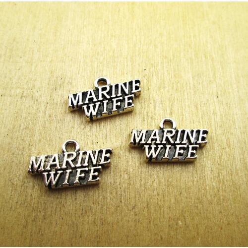 20pcs-- 20*10MM Antique silver MARINE WIFE Charms DIY Charms Pendants DIY necklace/ bracelets charms antique silver tone