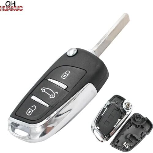 3 Buttons DS Style Folding Key Shell Case Blank for Peugeot 307 407 308 408 Without Goove VA2 Blade