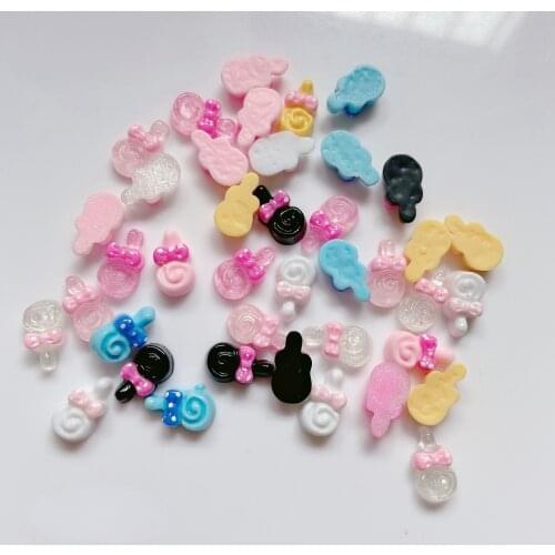 30/50PCS Cute Ornaments for Nail Art Decorations,7*12mm Mixed Color Lollipop Manicure/DIY/Craft Accessories Rhinestone Wholesale