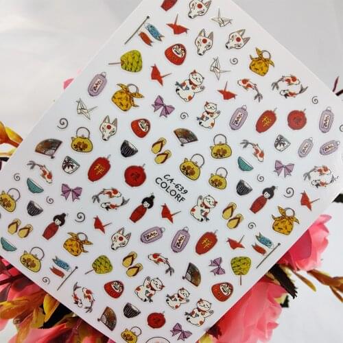 3D Nail stickers Art Chinese Style Auspicious Items Design Sliders for Nails Foil Self Adhesive All for Manicure Accessories