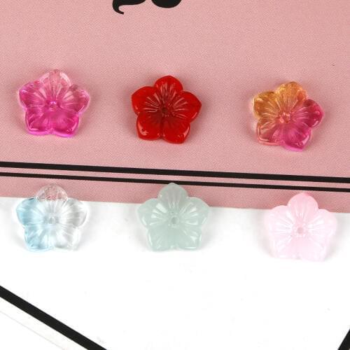 5pcs 13x13mm New Five Flower Beads Charms Czech Coloured Pendant For Handmade Earring Bracelet Jewelry Making DIY Accessories