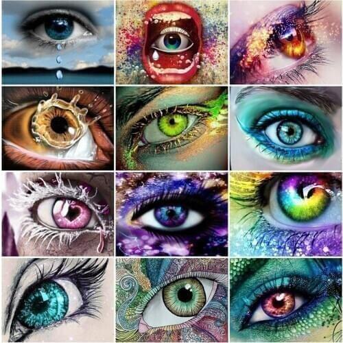 HUACAN Diamond Painting Full Square Diamond Embroidery Multicolored Women Eye 5D DIY Mosaic Gift Home Decoration