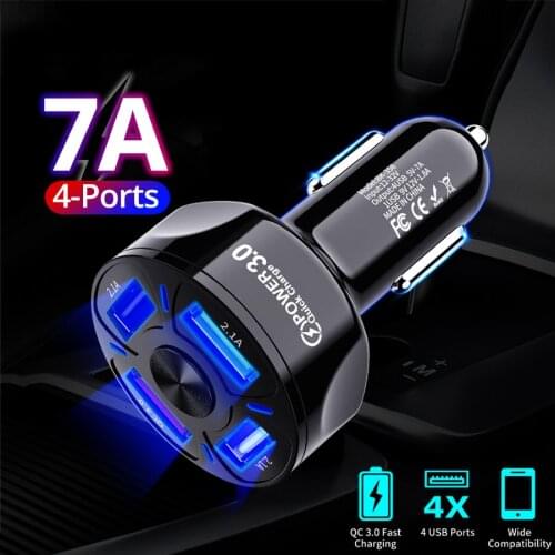 SEYNLI 48W Quick Car Charge 7A Mini 4 Ports USB Fast Charging For iPhone 11 Xiaomi Huawei Mobile Phone Charger Adapter in Car