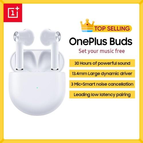 OnePlus Buds Wireless Earphone Bluetooth 5.0 Headphone Low Latency Pairing Noise Cancellation IPX5 Waterproof Headset with 3 Mic