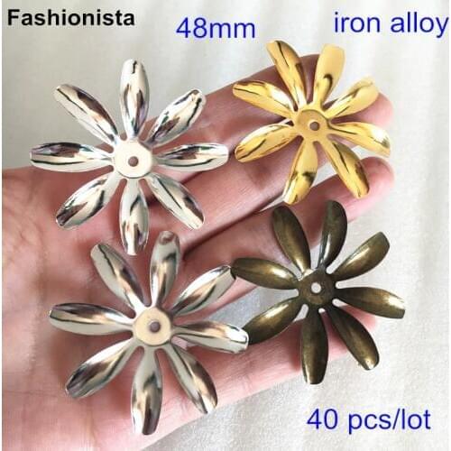 40 Big Bead Caps 48mm Gold-color,Silver-color,Steel,Bronze,8 Petal Flower Bead Caps,DIY Crafts & Jewel Supplies - Free Shipping