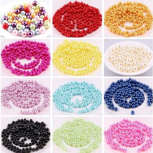Diy Beaded 6mm*100pcs Candy Color ABS Imitation Pearl Straight Hole Round Beads Loose Beads Ring Bracelet Necklace Accessories