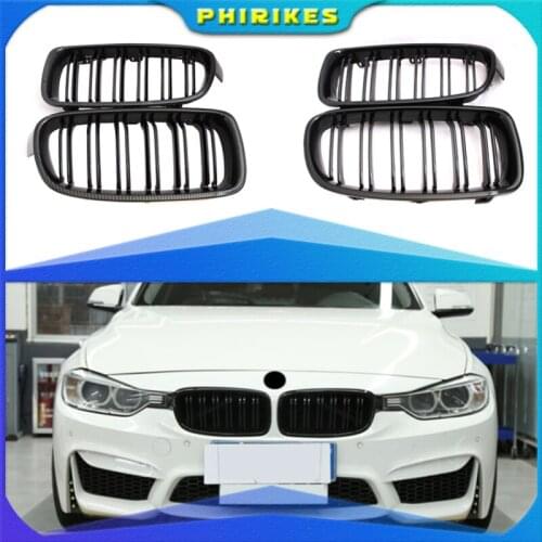 1Pair Gloss Black Front Grille/Grilles Kidney For BMW 3-Series F30 F31 F35 2012-2017 Car Styling