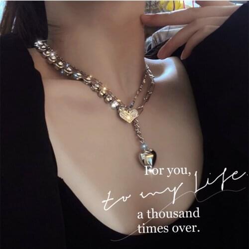 European and American fashion atmosphere love pendant minority design sense simple personality hip hop female tide bone chain