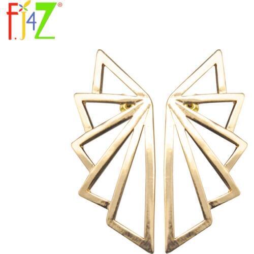 F.J4Z Geometric Earring Fashion Punk Designer Golden Triangle Big Ear Stud Earrings For Women Brincos Grandes Dropshipping