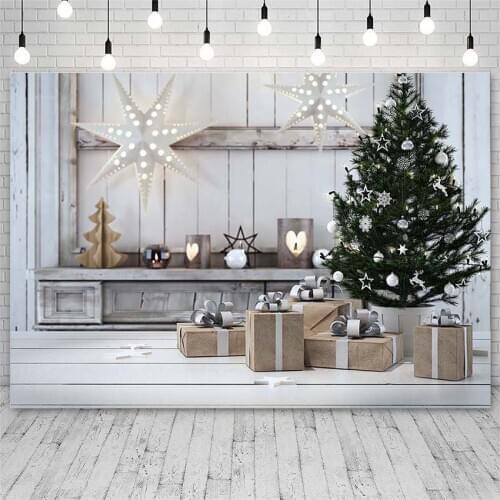 Avezano Merry Christmas Tree Backdrops Winter Gifts Candle Star Lights Bell Decor Kid Photographic Background For Photo Studio