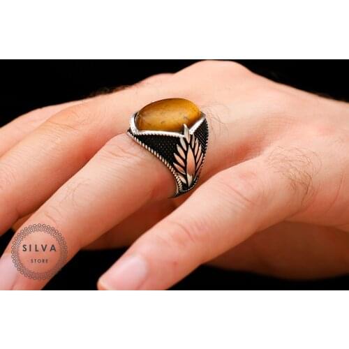 Silva Original 925 Sterling Silver Ring for Men Tigereye Stone S925 silver fashion Jewelry Gift Mens Rings All sizes