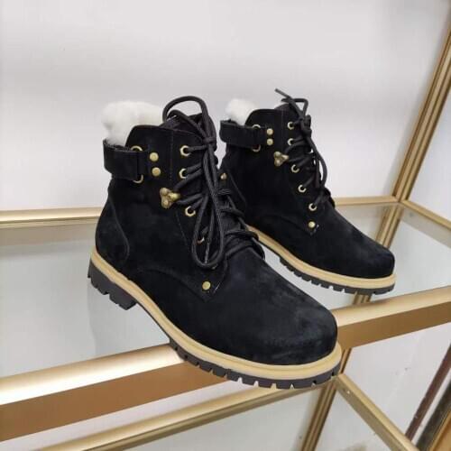 Vallu 2020 winter new full leather high-end texture hook flat-bottom non-slip outdoor travel leisure all-match snow boots