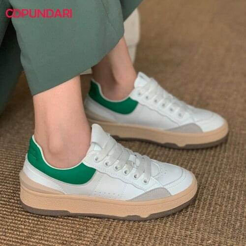 Fashion Lace up Patchwork Genuine Leather Flat Platform Sneakers Women Spring Summer Luxury Casual Flats Shoes Skateboard