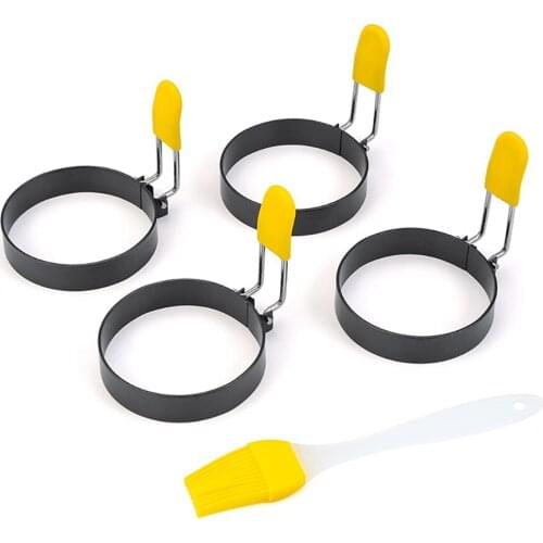 Kitchen Gadgets Stainless Steel Black Non-stick Pan Egg Rings Poached Egg Rings Home Cooking Omelette Tools Omelette Rings