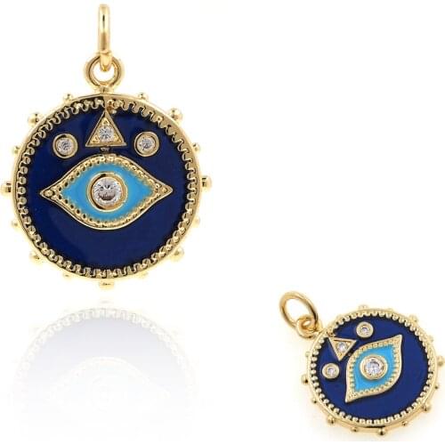 18K Brass Gold Plated Oil Dripping Eye Pendant Devils Eye Pendant DIY Jewelry Necklace Pendant 2021years