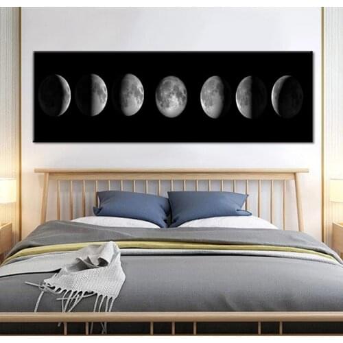 The Moon Canvas Poster Minimalist Art Painting Universe Wall Picture Long Banner Print Living Room Bedroom Decoration