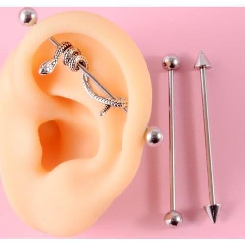 CHUANCI 3pc/Set Punk Multi-Use Surgical Steel Snake Industrial Cartilage Earrings Stud Tragus Body Piercing Jewelry 16G