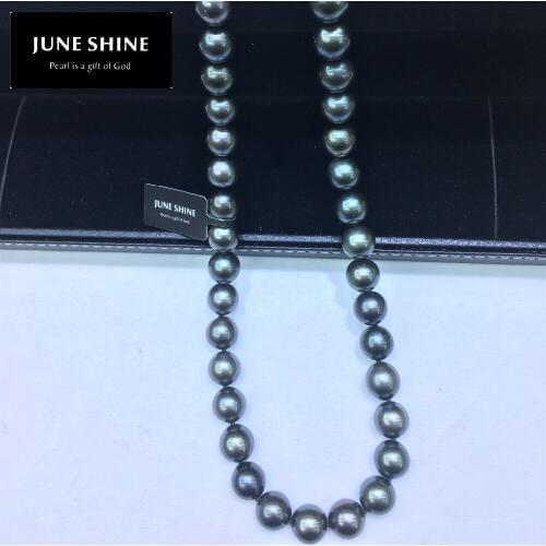 NL009 18K PT Tahitian pearls necklace black pearl necklace choker women fashion wedding jewelry gift