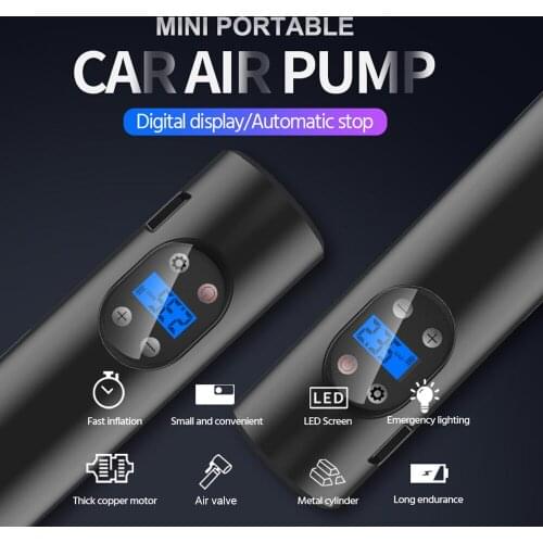Portable Tire Air Pump LED Digital 150 PSI Wireless Rechargeable Air Compressor 12V Tire Inflator with Preset Pressure Auto Stop