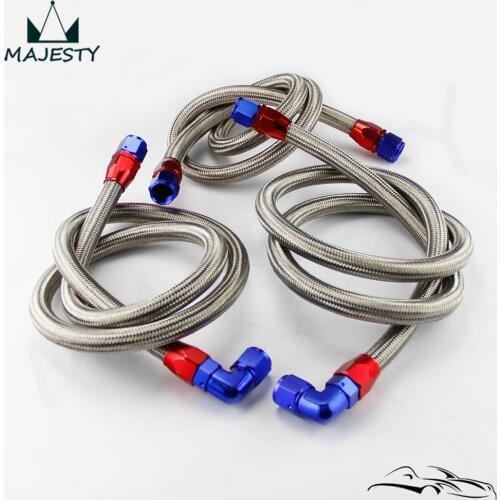 Silver AN10 Nylon Steel 10An Engine Oil Cooler Braided Hose Filter Relocation Hose